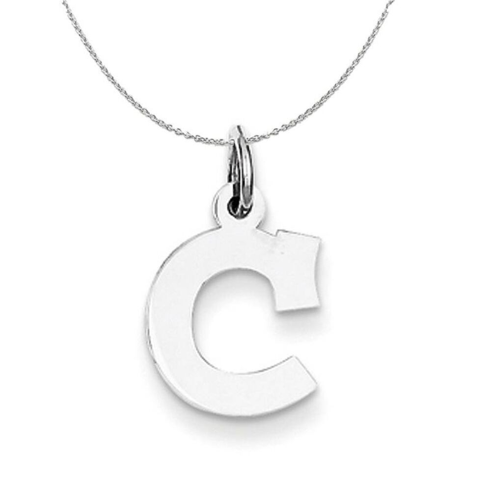 Silver, Amanda Collection Small Block Style Initial C Necklace - 24 In